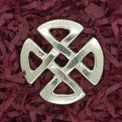 Celtic Knot Scarf Ring, Handcast Pewter, Polished Finish