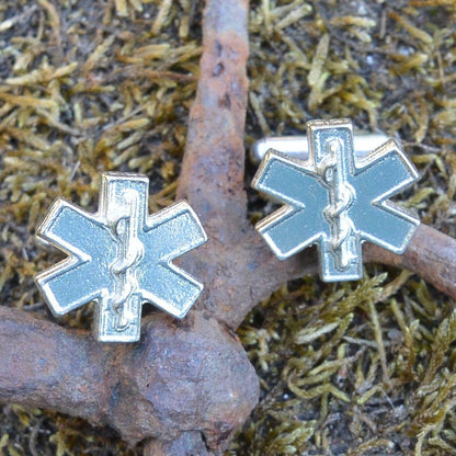 Emergency Services Cufflinks, Handcast Pewter Cufflinks, Polished Finish