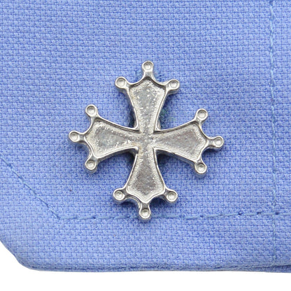 Occitan Cross Cufflinks, Handcast Pewter Cufflinks, Polished Finish