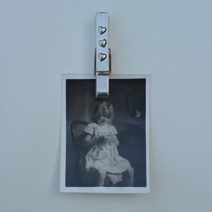 Three Hearts Clothes Peg Fridge Magnet, Hearts Fridge Magnet Peg, Handmade, in Fine Pewter, by William Sturt