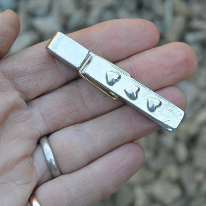 Three Hearts Clothes Peg Fridge Magnet, Hearts Fridge Magnet Peg, Handmade, in Fine Pewter, by William Sturt