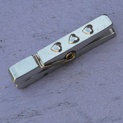 Three Hearts Clothes Peg Fridge Magnet, Hearts Fridge Magnet Peg, Handmade, in Fine Pewter, by William Sturt