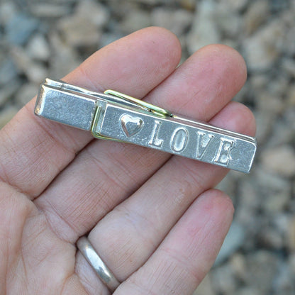 Love Clothes Peg Paper Weight, French Photo Peg, Handmade, in Fine Pewter, by William Sturt