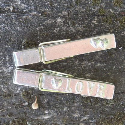 Love Clothes Peg Paper Weight, French Photo Peg, Handmade, in Fine Pewter, by William Sturt