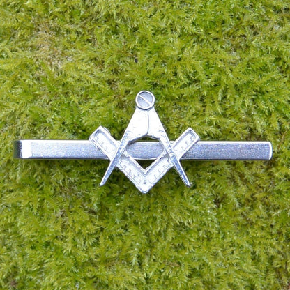 Masonic Tie Clip (Square and Compass Design), Handcast Pewter Tie Clip, Polished Finish