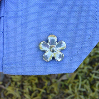 Daisy Cufflinks, Handcast Pewter Cufflinks, Polished Finish