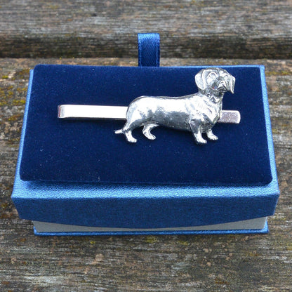 Dachshund Cufflinks & Tie Clip Set, Handcast, in English Pewter.
