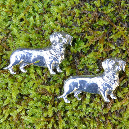 Dachshund Cufflinks & Tie Clip Set, Handcast, in English Pewter.