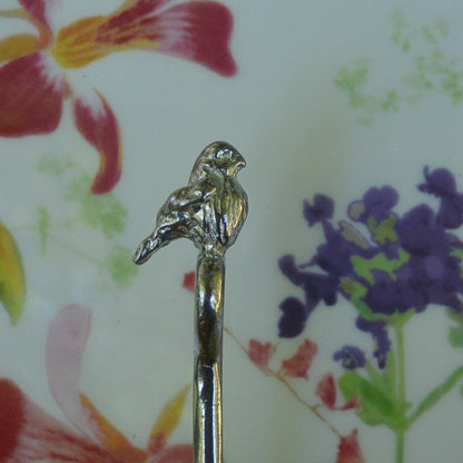 Robin on Heart Sugar Spoon With Round Bowl, Handcast, in Fine Pewter, by William Sturt