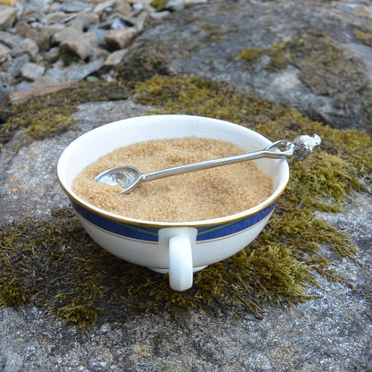 Robin on Heart Sugar Spoon With Round Bowl, Handcast, in Fine Pewter, by William Sturt