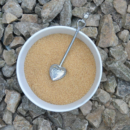 Robin and Heart Sugar Spoon, Handcast, in Fine Pewter, by William Sturt