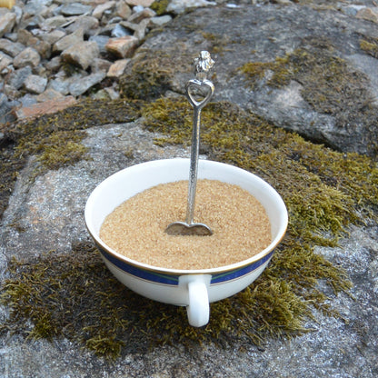 Robin and Heart Sugar Spoon, Handcast, in Fine Pewter, by William Sturt