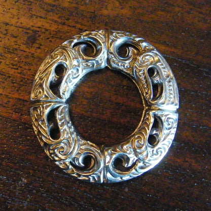 Maori Scarf Ring (Bone Carving Design), Handcast Pewter, Polished Finish