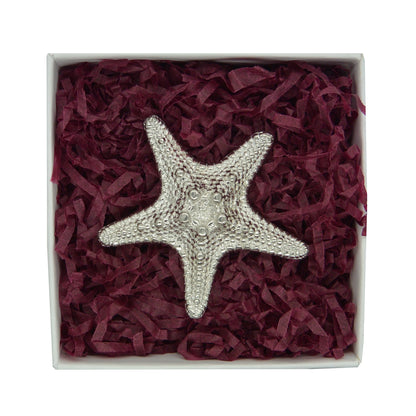Starfish Scarf Ring, Handcast Pewter, Polished Finish