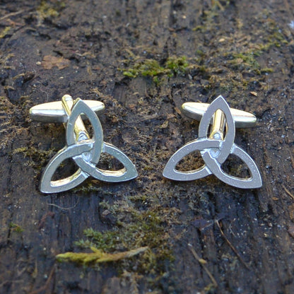 Triquetra Cufflinks, Handcast Pewter Cufflinks, Polished Finish