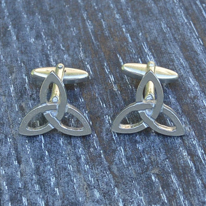 Triquetra Cufflinks, Handcast Pewter Cufflinks, Polished Finish