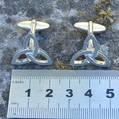 Triquetra Cufflinks, Handcast Pewter Cufflinks, Polished Finish