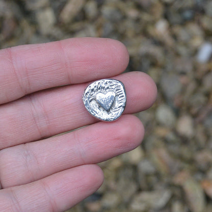 French Granny Heart Charm on Inspirational Card, Handmade in Fine Pewter, by William Sturt