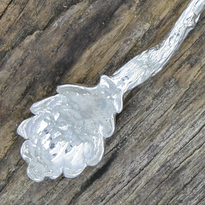Oak Leaf Jam Spoon with Acorn Handle, Handmade, in Finest Pewter, by William Sturt