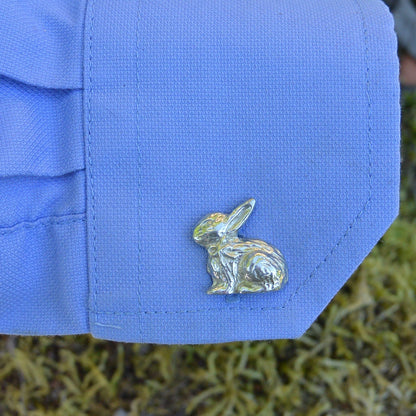 Rabbit Cufflinks (Facing Left), Handcast Pewter Cufflinks, Polished Finish