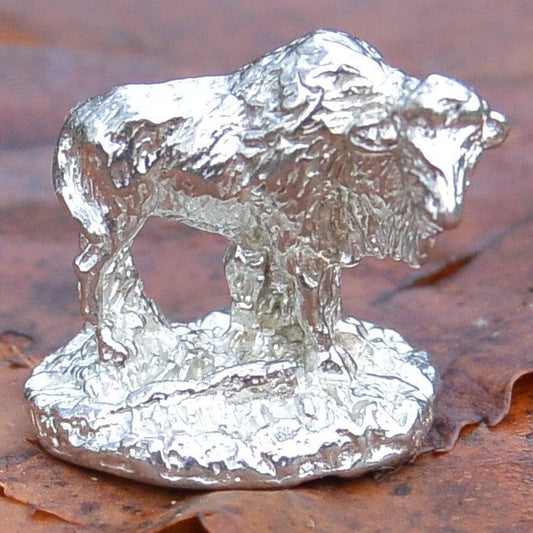 Bison Figurine, Buffalo Pet, Miniature Bison, Handmade, Hand Crafted, in Fine Pewter, by William Sturt