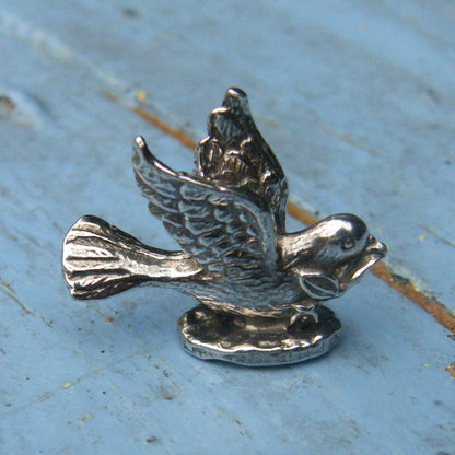 Turtle Dove Figurine, Miniature Turtle Dove, Handmade, in Fine Pewter, by William Sturt