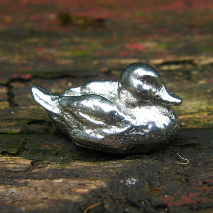Duck Figurine, Miniature Duck, Handmade, in Fine Pewter, by William Sturt