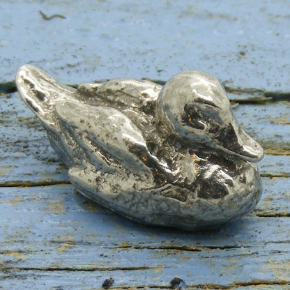 Duck Figurine, Miniature Duck, Handmade, in Fine Pewter, by William Sturt