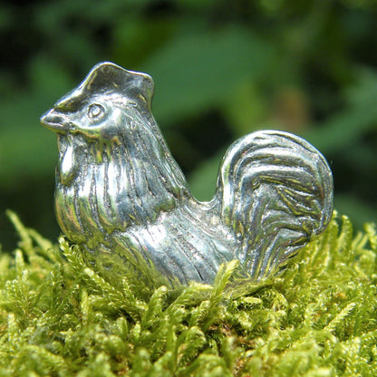 Tiny Chicken Figurine, Chicken Gift, Handmade, In Fine Pewter, by William Sturt