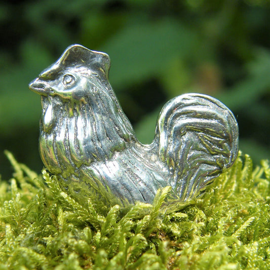 Tiny Chicken Figurine, Chicken Gift, Handmade, In Fine Pewter, by William Sturt