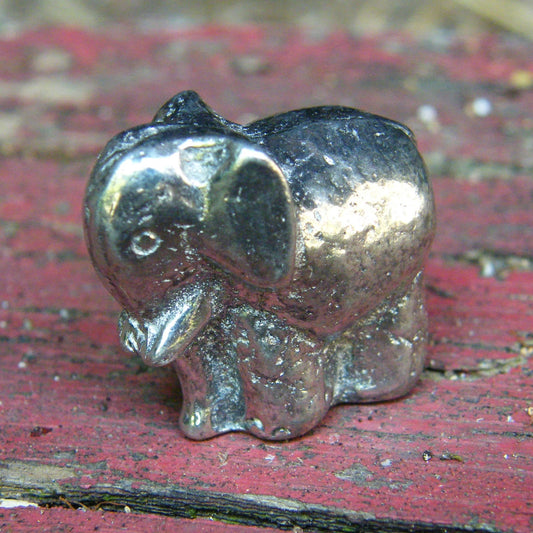 Tiny Elephant Figurine, Elephant Gift, Handmade, In Fine Pewter, by William Sturt