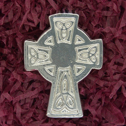 Trinity Cross Scarf Ring, Handcast Pewter, Polished Finish