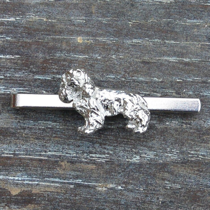 Cocker Spaniel Tie Clip, Handcast Pewter Tie Clip, Polished Finish