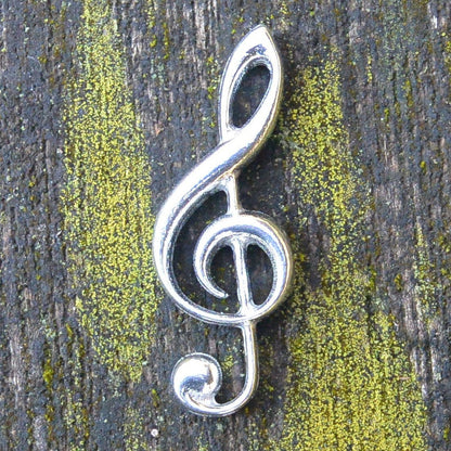 Treble Clef Scarf Ring, Handcast Pewter, Polished Finish