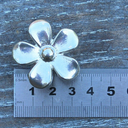 Daisy Scarf Ring, Handcast Pewter, Polished Finish