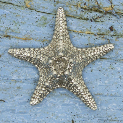 Starfish Scarf Ring, Handcast Pewter, Polished Finish