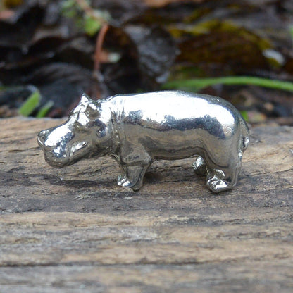 Hippo Figurine, Lucky Hippopotamus, Miniature, Hippo Totem, Handmade, in Fine Pewter, by William Sturt
