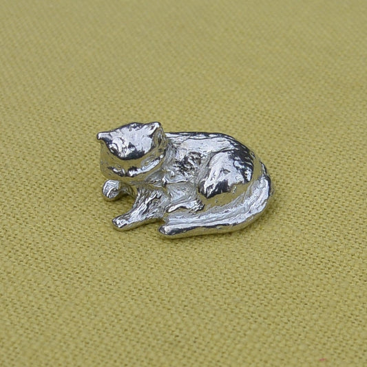 Tiny Cat Figurine, Cat Gift, Handmade, In Fine Pewter, by William Sturt