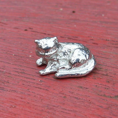 Tiny Cat Figurine, Cat Gift, Handmade, In Fine Pewter, by William Sturt