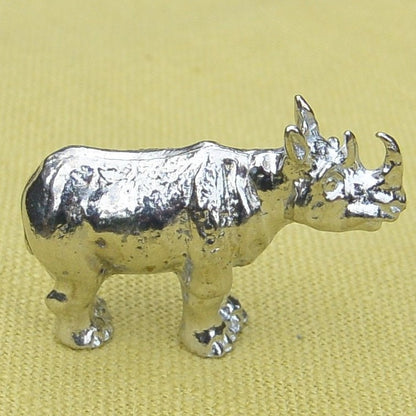 Rhinoceros Figurine, Rhino Miniature, Rhino Sculpture, Handmade, in Fine Pewter, by William Sturt