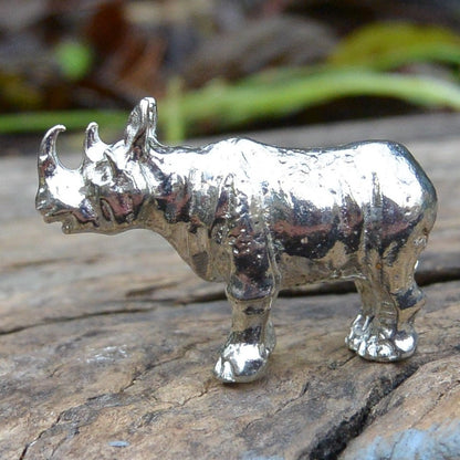 Rhinoceros Figurine, Rhino Miniature, Rhino Sculpture, Handmade, in Fine Pewter, by William Sturt