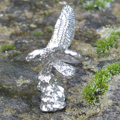 Eagle Figurine, Lucky Eagle, Miniature, Eagle Totem, Handmade, in Fine Pewter, by William Sturt