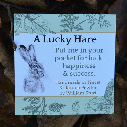 Pewter Lucky Hare, Hare Sculpture, Handmade, in Finest Pewter, by William Sturt