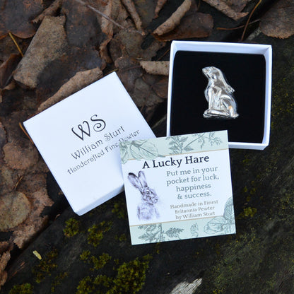 Pewter Lucky Hare, Hare Sculpture, Handmade, in Finest Pewter, by William Sturt