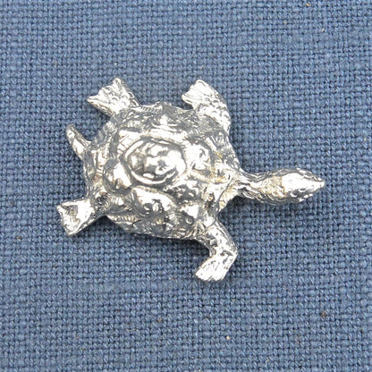 Snapper Tortoise Figurine, Tortoise Miniature, Handcast, in Fine Pewter, by William Sturt