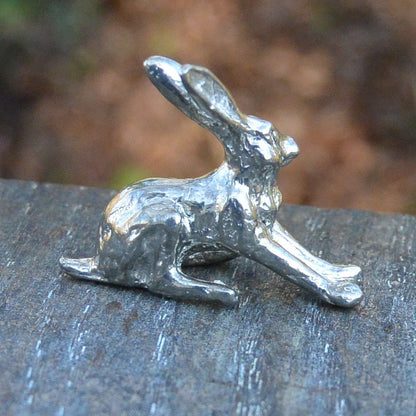 Cute Hare, Good Luck,  Handmade, in Fine Pewter, by William Sturt