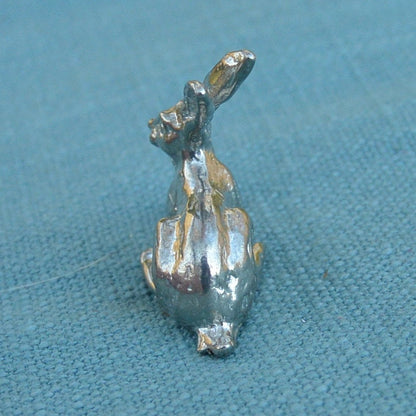 Cute Hare, Good Luck,  Handmade, in Fine Pewter, by William Sturt
