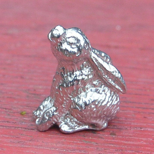 Tiny Hare Figurine, Hare Tin Wedding Gift, Handmade, In Fine Pewter, by William Sturt