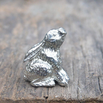 Tiny Hare Figurine, Hare Tin Wedding Gift, Handmade, In Fine Pewter, by William Sturt