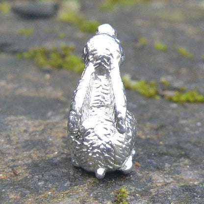 Tiny Hare Figurine, Hare Tin Wedding Gift, Handmade, In Fine Pewter, by William Sturt